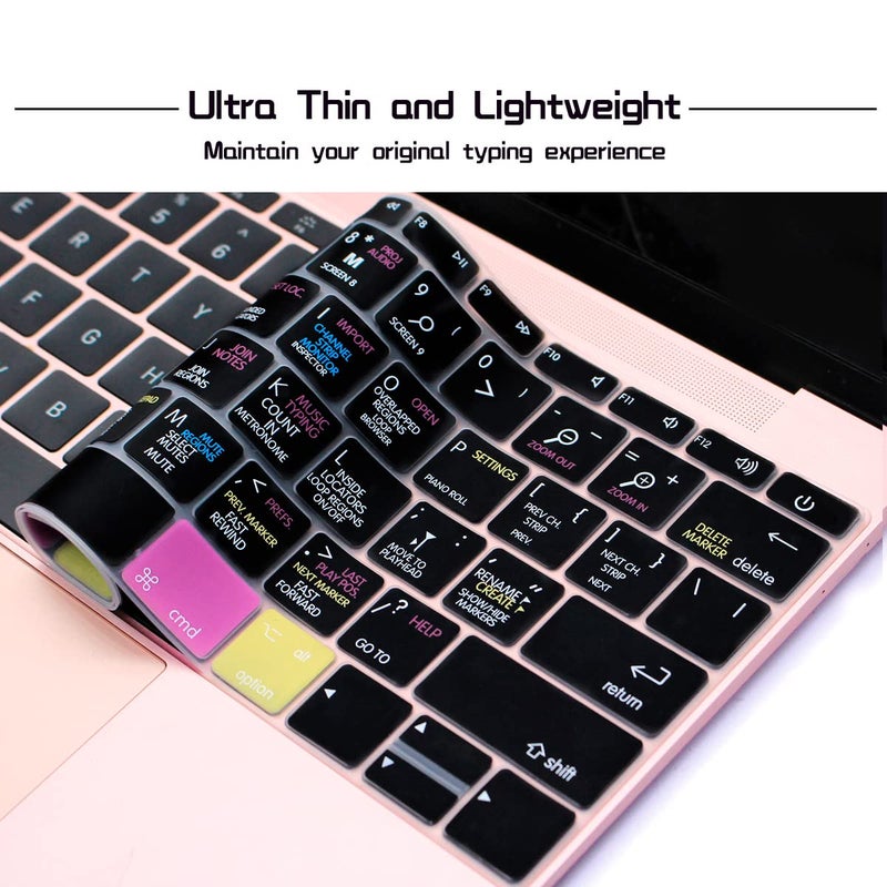 HRH Logic Pro X Hotkey Silicone Keyboard Cover Skin for MacBook Pro 13" A1708 A1988 No Touch Bar 2018 2017 2016 Release and for MacBook 12" A1534 (2015)&A1931(2018) USA Layout Protective Skin - Image 3